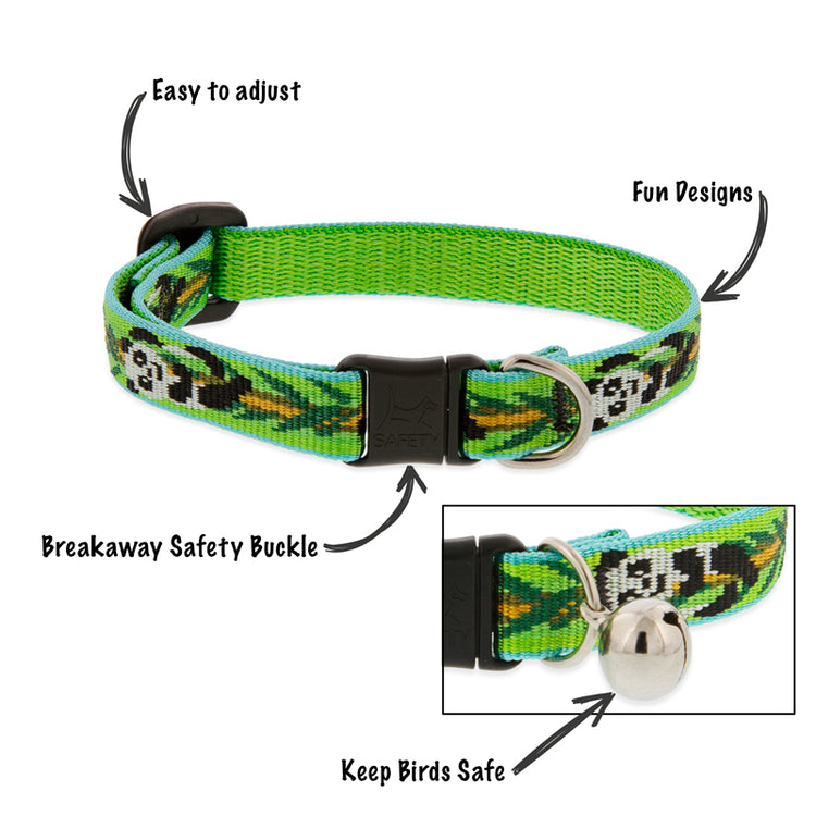 LupinePet adjustable breakaway safety cat collar in Original Design Panda Land. 