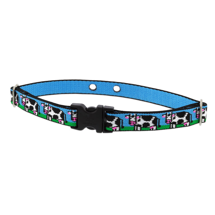
                    
                      ¾” wide Udderly Cows Underground Containment. Repeating cow design on blue and green background.
                    
                  