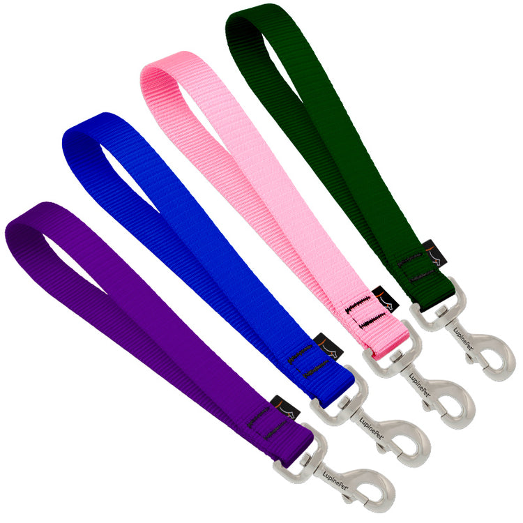 Dog leash training tabs extra short leash in assorted Solid Color on a white background