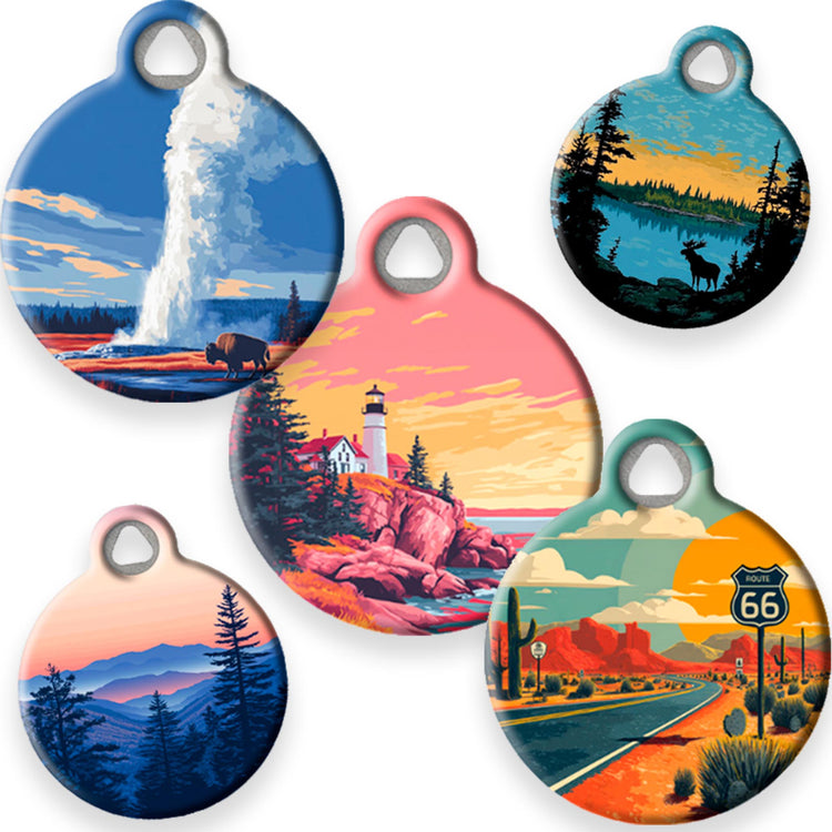 Dog Tag Art custom Pet ID Tags to show your pet's sense of adventure. 