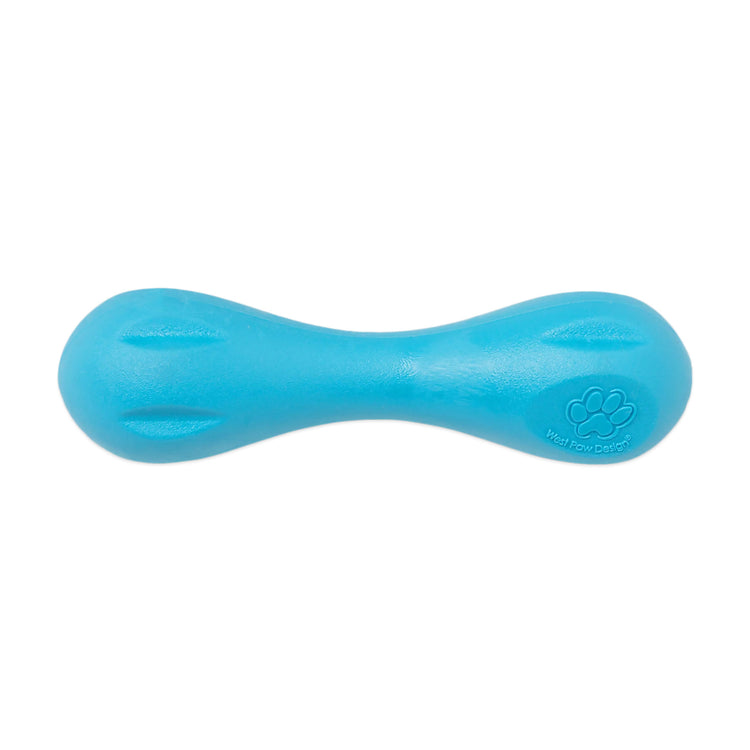 A blue West Paw Hurley dog chew toy, shown on a plain white background.