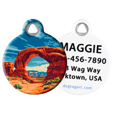 Pet ID Tag from LupinePet by Dog Tag Art – Arches Design front and back