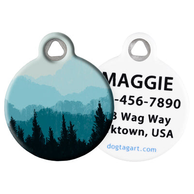 Pet ID Tag from LupinePet by Dog Tag Art – Blue Ridge Mountains Design front and back
