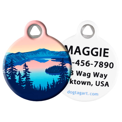 Pet ID Tag from LupinePet by Dog Tag Art – Crater Lake Design front and back