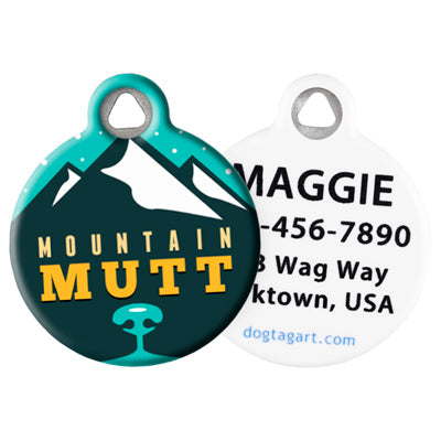 Pet ID Tag from LupinePet by Dog Tag Art – Mountain Mutt Design front and back