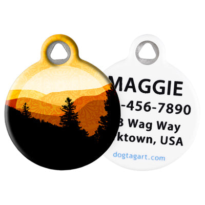 Pet ID Tag from LupinePet by Dog Tag Art – Golden Mountains Design front and back