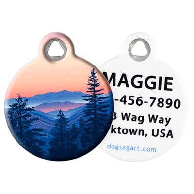 Great Smoky Mountains Pet ID Tag by Dog Tag Art – Smoky Mtn scene with personalization example