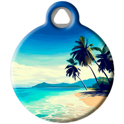 Kailua Beach scene dog tag on a white background