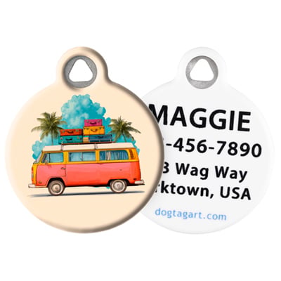 Pet ID Tag from LupinePet by Dog Tag Art – Van Life Design front and back