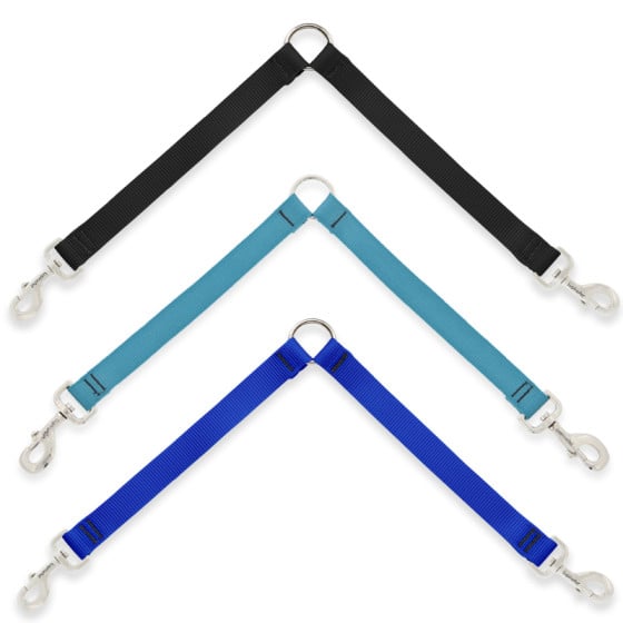 Dog Leash couplers in LupinePet Basic Solid colors for any size dog. Easily split your dog leash to walk 2 dogs at one time.