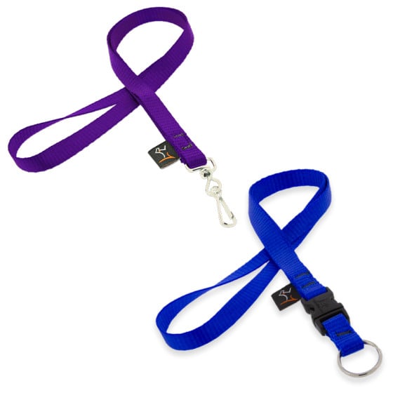 Badge-Snap Lanyard and Buckle Style Lanyard in LupinePet Basic Solid Colors. Great for keys, name badges and more!