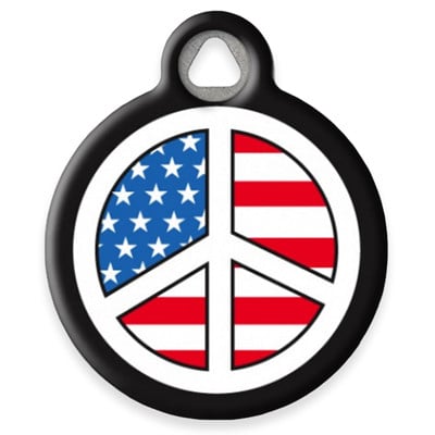 LupinePet USA Peace Sign Pet ID Tag by Dog Tag Art