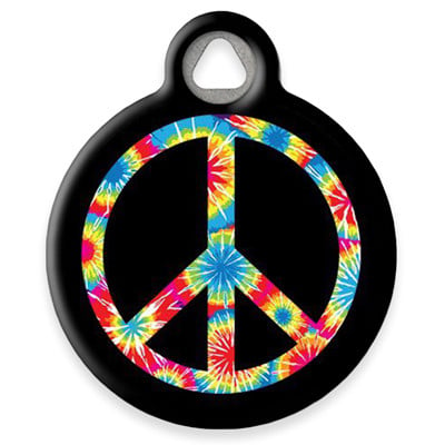 LupinePet Tie Dye Peace Sign Pet ID Tag by Dog Tag Art