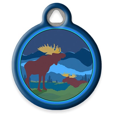 LupinePet Moose Mania Pet ID Tag by Dog Tag Art