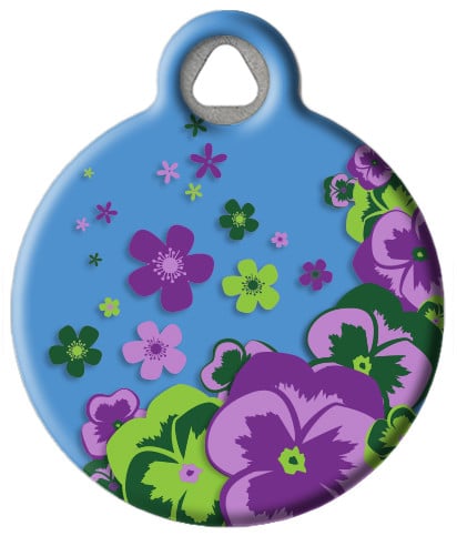 LupinePet Purple Pansies Pet ID Tag by Dog Tag Art