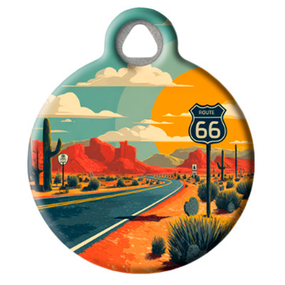 Pet ID Tag from LupinePet by Dog Tag Art in the Route 66 Design