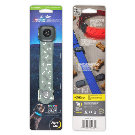 NiteDogﾮ Rechargeable DSIC-O SELECTﾙ LED Collar Cover from LupinePet by NiteIze