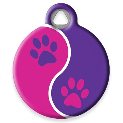 Pet ID Tag from LupinePet by Dog Tag Art - Pink Paws Design