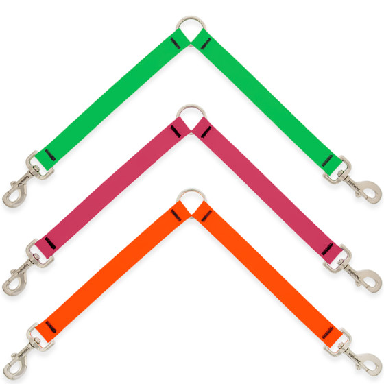 Dog Leash coupler by LupinePet. Split your dog leash in two easily. Seen here in our waterproof Splash Collection. Available for any size dog.