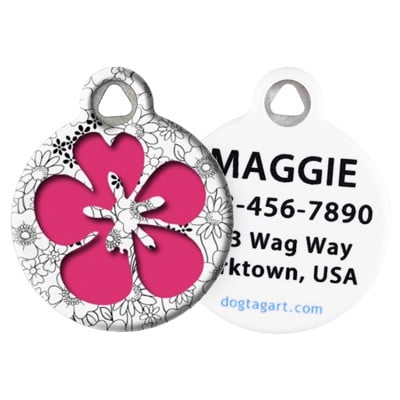 Dog Tag 薔薇 Flower Pet ID Tag | LupinePet | By Dog Tag Art