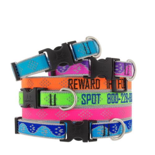 Dog Collars from LupinePet in our Reflective Designs with Optional Custom Embroidery